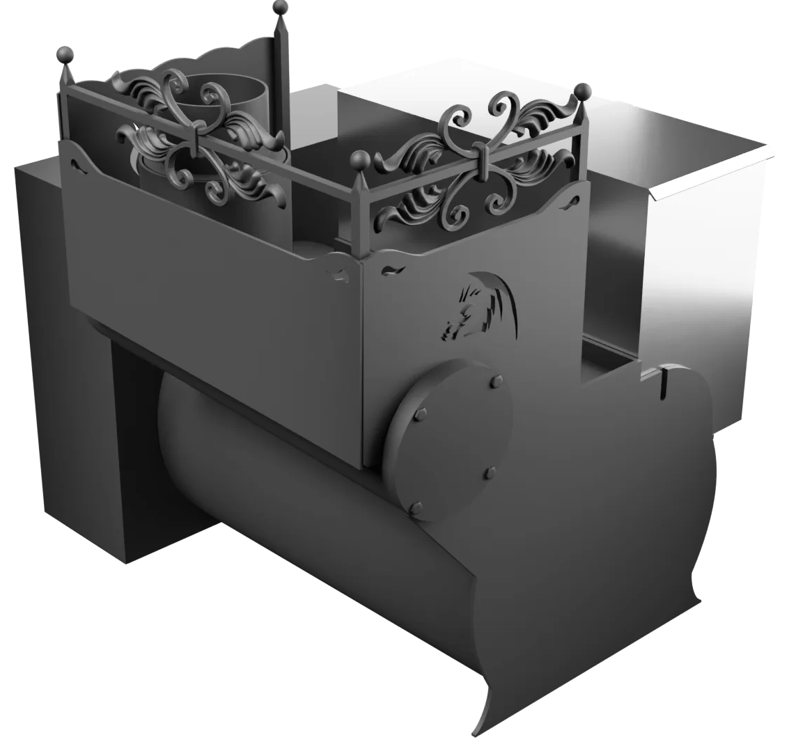 Печь Горыныч 3, каменка с правой стороны, большая дверь со стеклом, естественная система воздушного отопления фото в Уфе