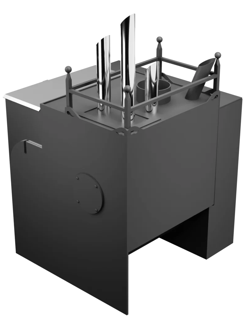 Печь Горыныч Мини, каменка закрытая с парогенератором с левой стороны, естественная система воздушного отопления фото в Уфе