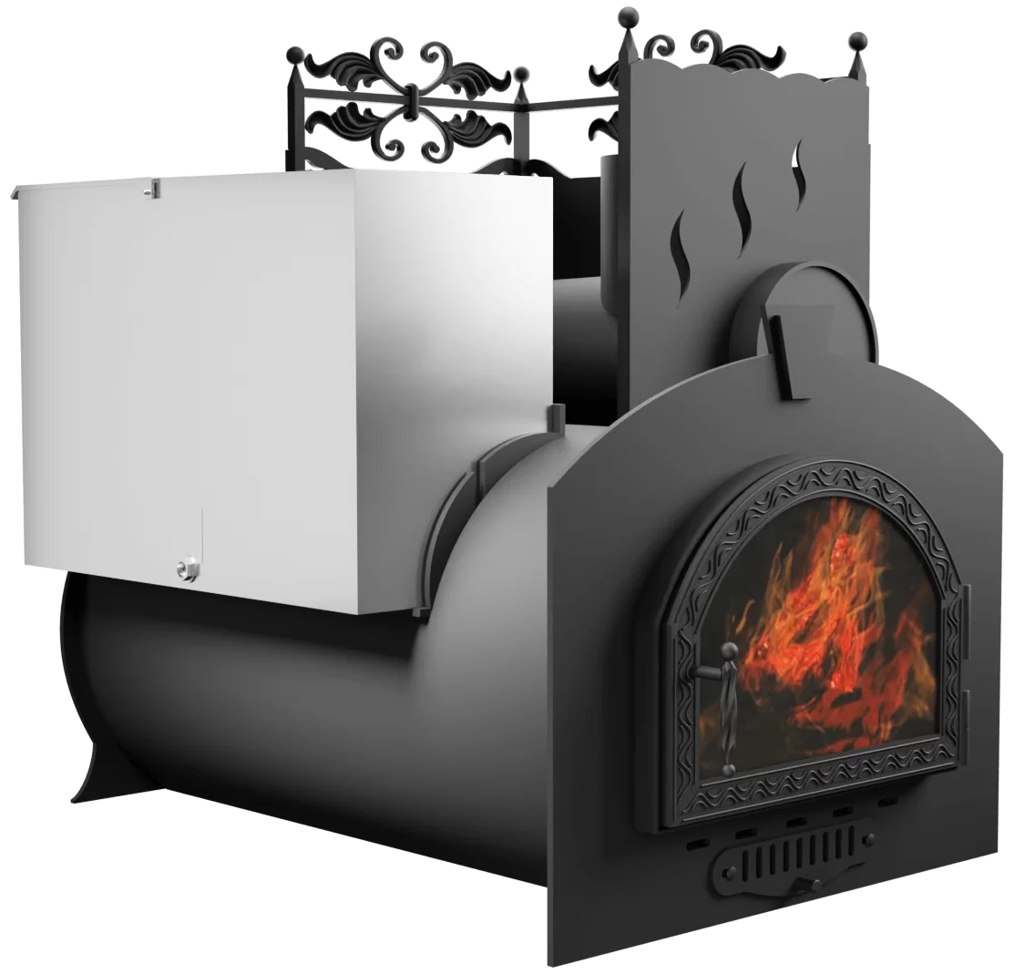 Печь Горыныч 3, каменка с правой стороны, средняя дверь со стеклом фото в Уфе