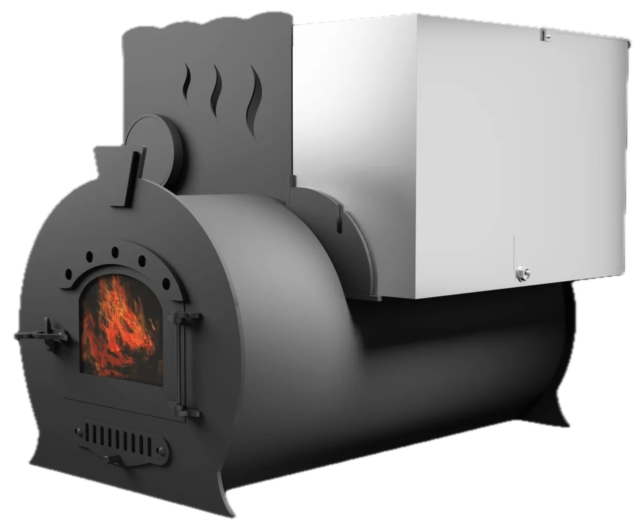 Печь Горыныч 2, каменка с левой стороны, малая дверь со стеклом фото в Уфе