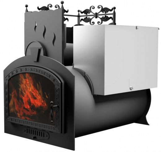 Печь Горыныч 3, каменка с левой стороны, большая дверь со стеклом фото в Уфе