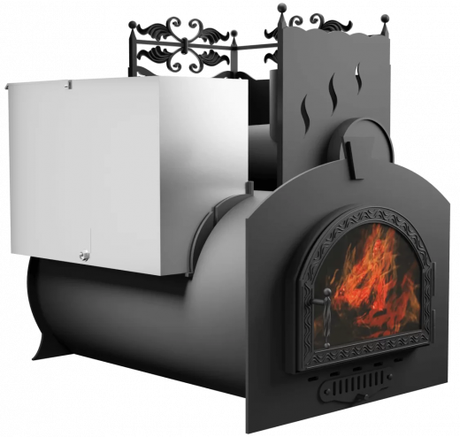 Печь Горыныч 3, каменка с правой стороны, средняя дверь со стеклом фото в Уфе