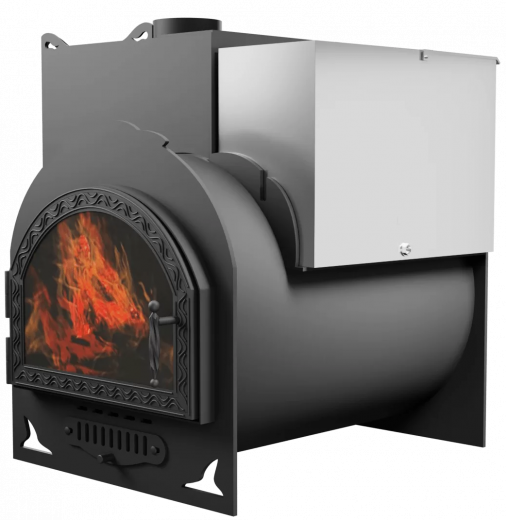 Печь Горыныч Мини, каменка с левой стороны, средняя дверь со стеклом фото в Уфе